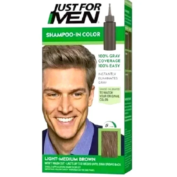 Just for Men SHAMPOO IN COLOR Haircolor with Keratin LIGHT MEDIUM BROWN Lot Of 2 - Picture 1 of 5